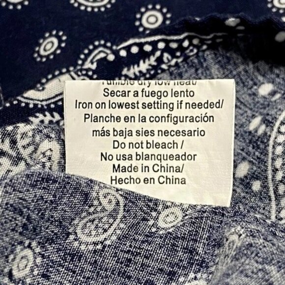 Cosuniony House Dress Women's Medium Navy Bandana Duster MuMu Button Down Robe - Picture 7 of 10